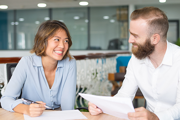 Positive managers joking